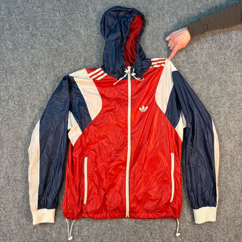 Rare Sample Adidas Originals Vintage Red, White, And Blue Windbreaker Jacket M